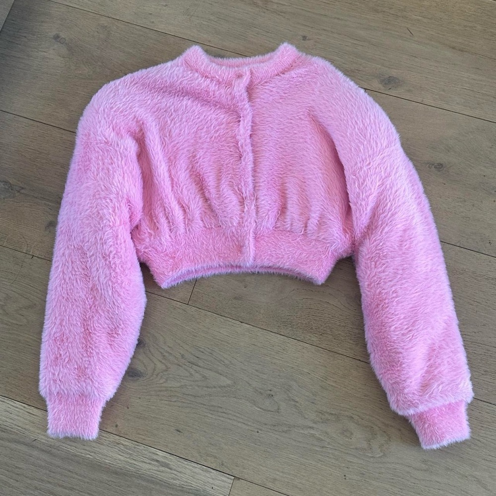 Alexander Wang Pink fuzzy cropped jacket